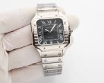 Cartier Santos 316L Steel 8215 Movement 47.5*39.8MM Black/White Dial Men Watch